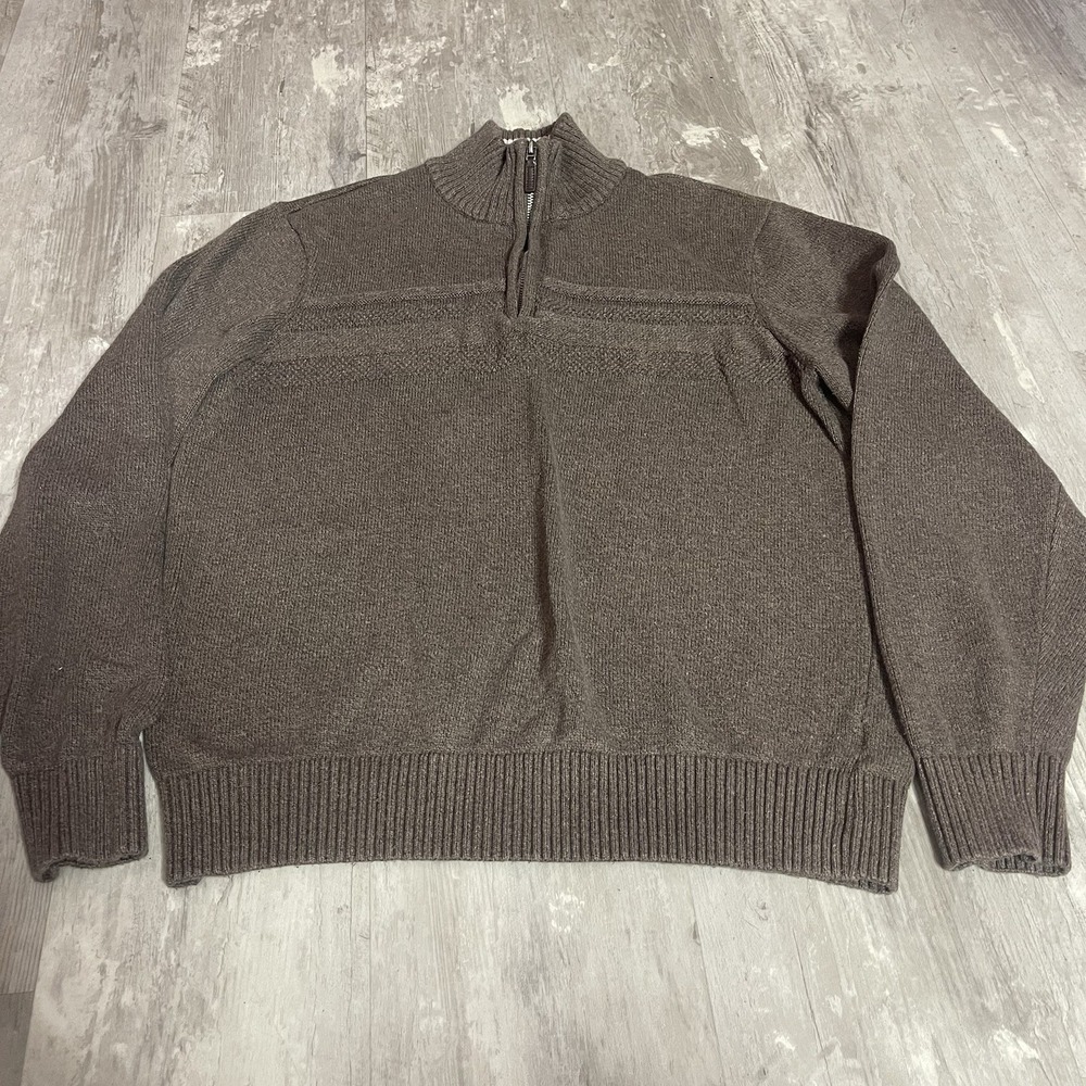 Dockers Sweater Mens Size Large Brown Quarter Zip Pullover Sweater Ribbed Bag7